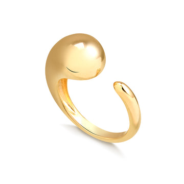 Anel abaloado slim aberto com banho de ouro 18k