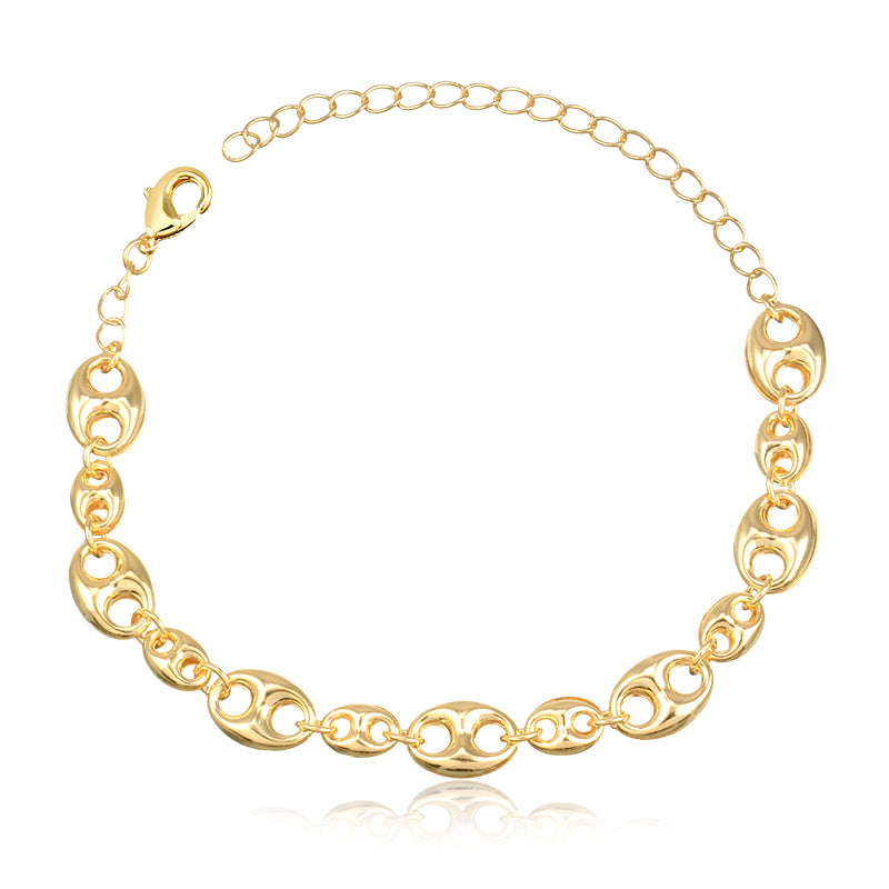 Pulseira elos redondos com banho de ouro 18k
