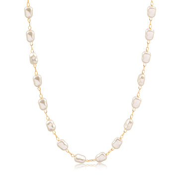 Colar choker pérolas intercaladas com banho de ouro 18k