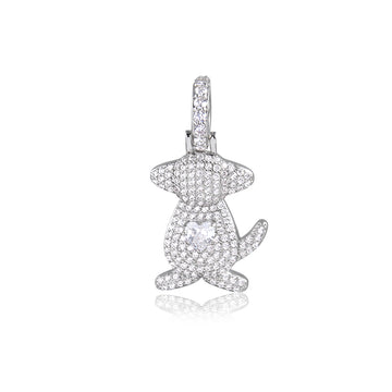 Pingente PET DOG coração cristal com banho de ródio branco