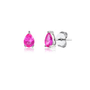 Brinco gota P turmalina rosa com banho de ródio branco