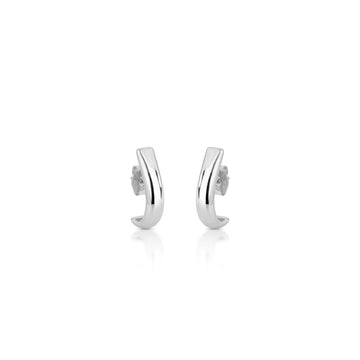 Brinco ear hook liso largo com banho de ródio branco