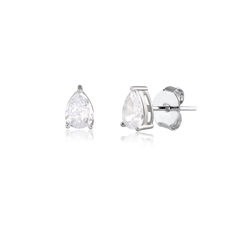 Brinco gota P cristal em ródio branco
