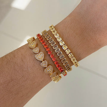 Pulseira Riviera zircônia Aperol com banho de ouro 18k