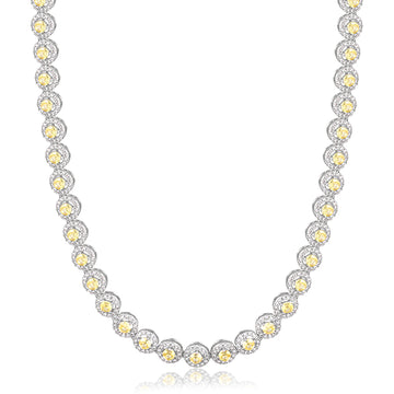 Colar riviera ovais citrino entorno cravejado com banho de ródio branco