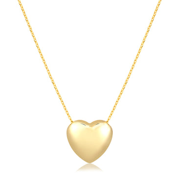 Colar coração liso abaloado com banho de ouro 18k