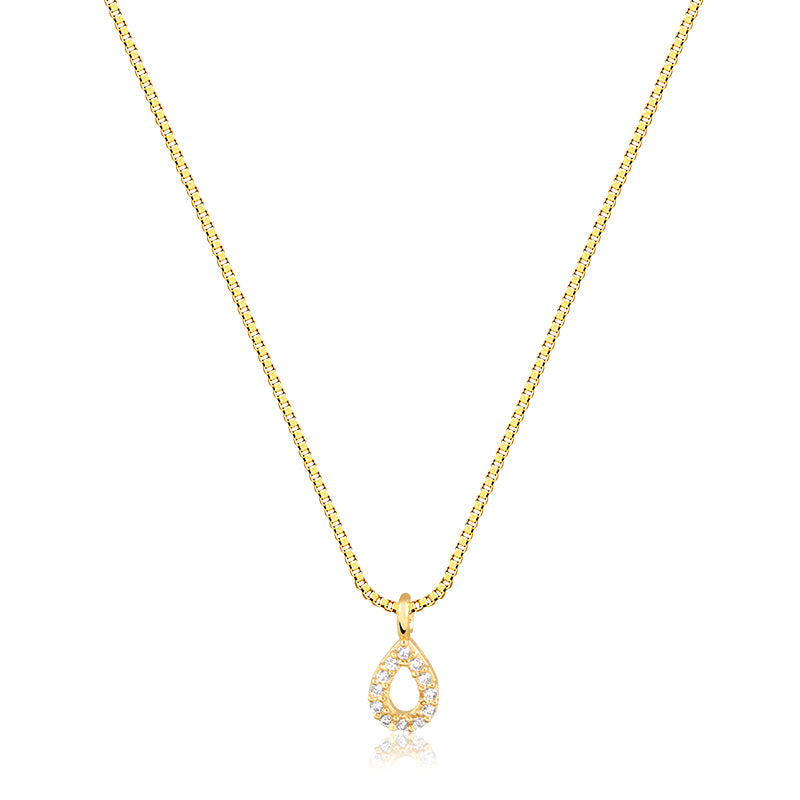 Colar mini gota cravejada vazada dourado