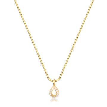 Colar mini gota cravejada vazada dourado