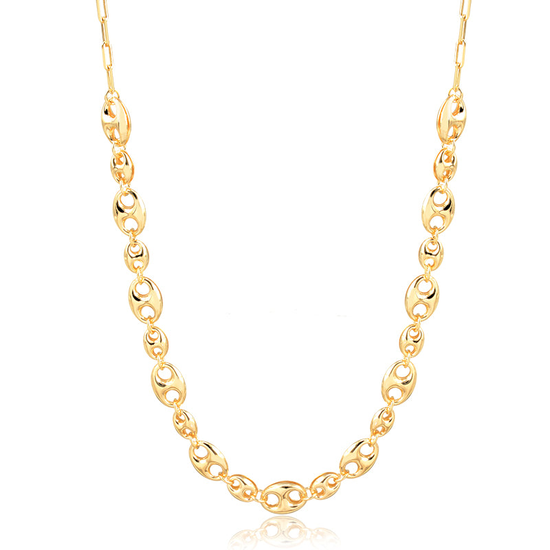 Colar elos redondos com banho de ouro 18k