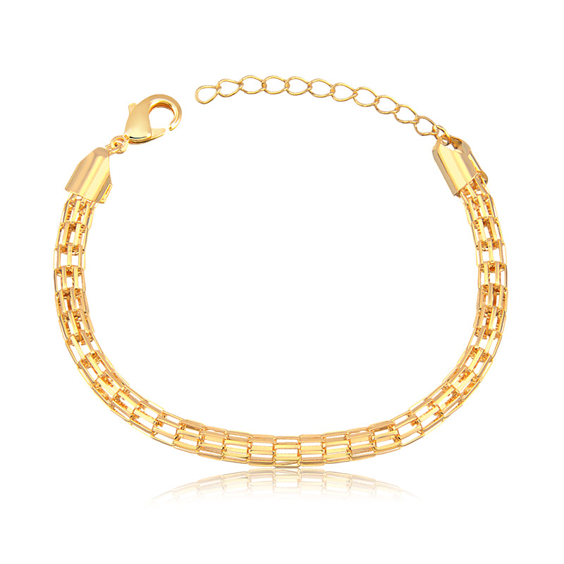 Pulseira tubo laminado vazado com banho de ouro 18k