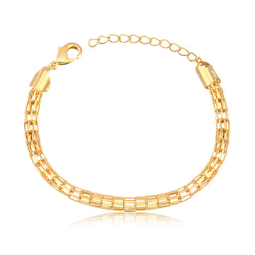 Pulseira tubo laminado vazado com banho de ouro 18k