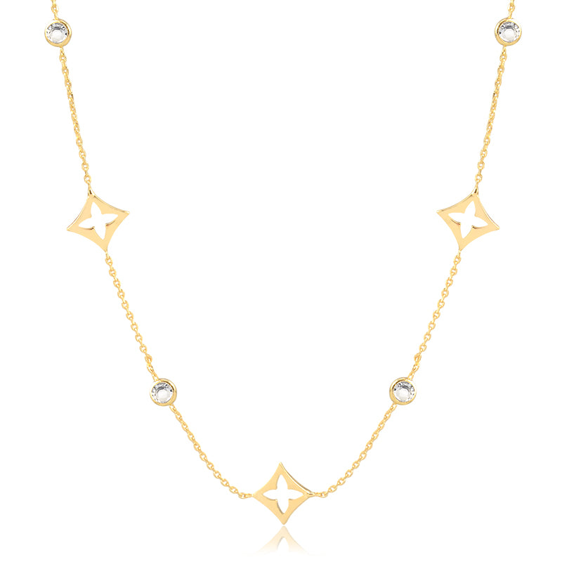 Colar choker inspired vazado flor com banho de ouro 18k