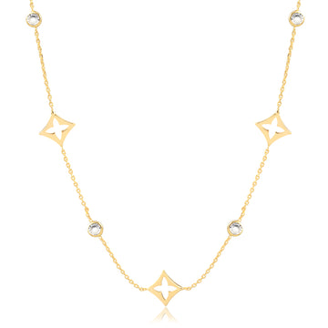 Colar choker inspired vazado flor com banho de ouro 18k