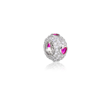 Pingente separador coração rosa em ródio branco