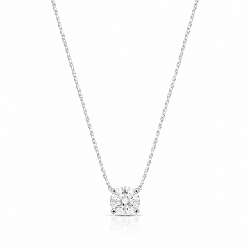 Colar solitário 8mm com zircônia na cor cristal em banho de ródio branco