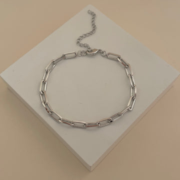 Pulseira elos finos com banho de ródio branco
