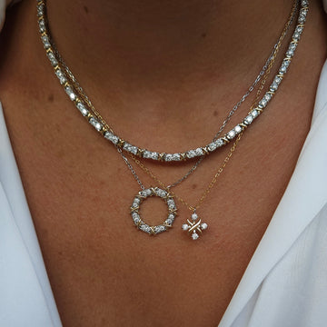 Colar prata 925 riviera X MOISSANITE 42cm 3mm 8.8 quilates