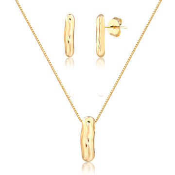Conjunto orgânico I com banho de ouro 18k
