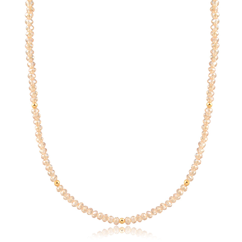 Colar cristais champanhe com detalhes dourados com banho de ouro 18k