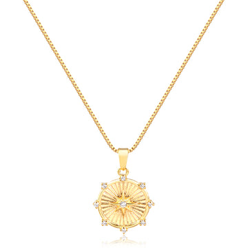 Colar medalha estrela com pontos de luz com ouro 18k