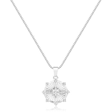 Colar medalha estrela com pontos de luz com ródio branco