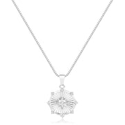 Colar medalha estrela com pontos de luz com ródio branco