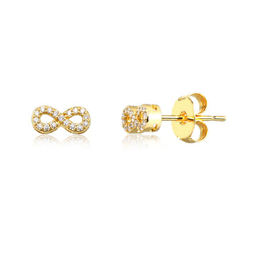Brinco infinito cravejado com banho de ouro 18k