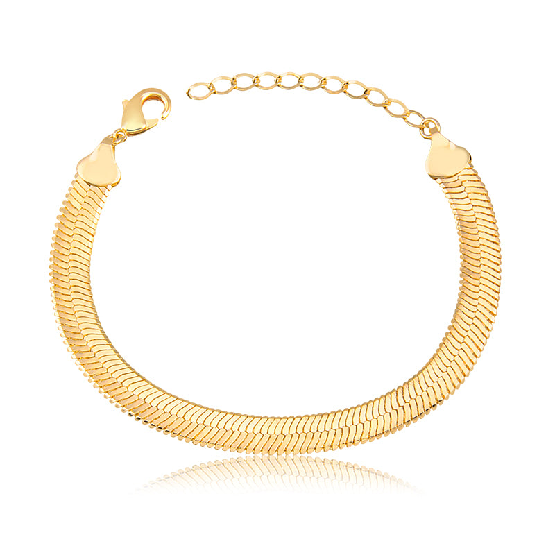 Pulseira laminada grossa com banho de ouro 18k