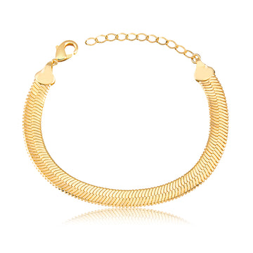 Pulseira laminada grossa com banho de ouro 18k