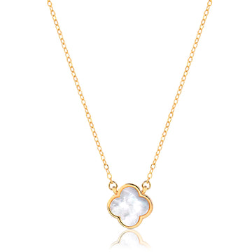 Colar trevo madrepérola com banho de ouro 18k