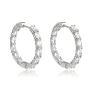 Brinco argola click cristal com banho de ródio branco