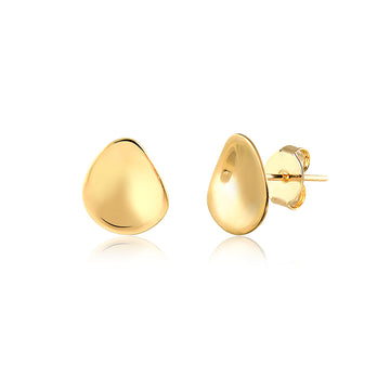 Brinco oval orgânico liso dourado