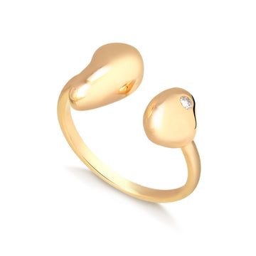 Anel orgânico aberto liso com banho de ouro 18k