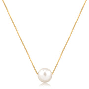 Colar pérola única com banho de ouro 18k