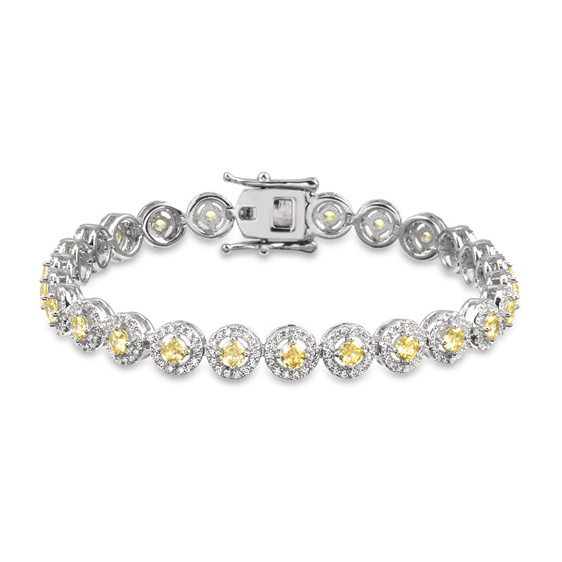 Pulseira riviera ovais citrino entorno cravejado com banho de ródio branco