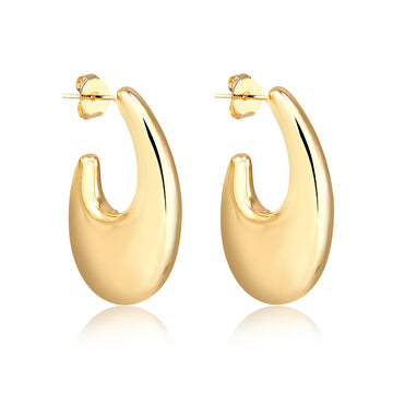 Brinco argola vírgula larga slim com banho de ouro 18k