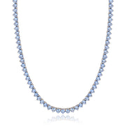 Colar Riviera 3 garras trama rígida com zircônia tanzanita em ródio branco 40cm 3mm