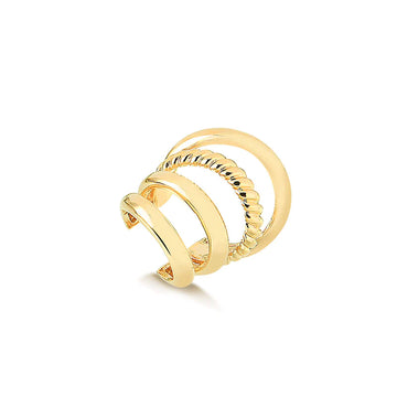 Piercing dourado 4 linhas liso e torcido