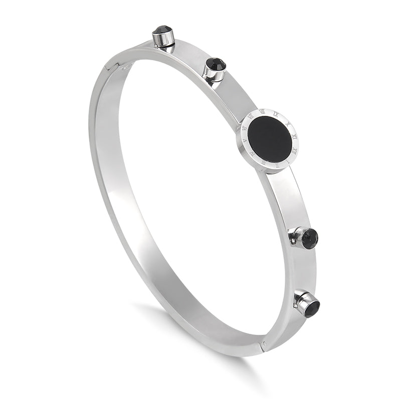 Pulseira bracelete aço ovais pretos inspired