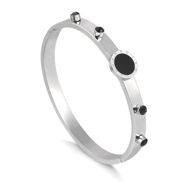 Pulseira bracelete aço ovais pretos inspired