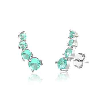 Brinco mini ear cuff ovais crescentes turmalina com banho de ródio branco