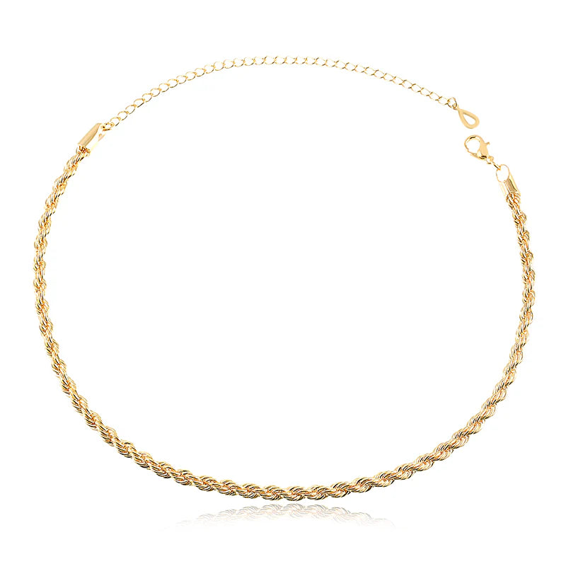 Colar dourado choker cordão baiano
