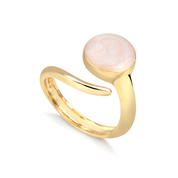 Anel oval envolvente resina nude com banho de ouro 18k