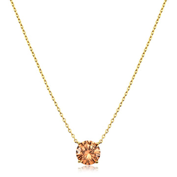 Colar solitário champanhe 10mm com banho de ouro 18k