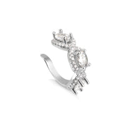 Piercing ovais zircônia cristal entorno cravejado com banho de ródio branco