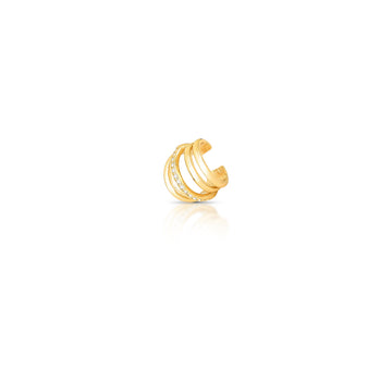 Piercing linhas lisas e linha central cravejadas com bannho de ouro 18k