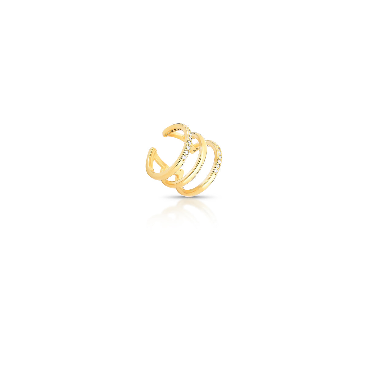 Piercing triplo liso e cravejado com banho de ouro 18k