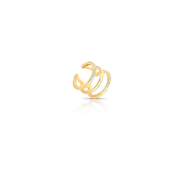 Piercing triplo liso e cravejado dourado