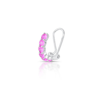 Piercing prata 925 com zircônia turmalina rosa e banho de ródio branco