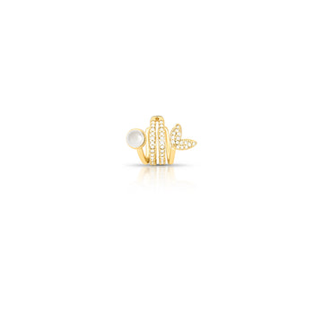 Piercing linhas cravejadas com pérola e coração cravejado com banho de ouro 18k